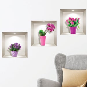 Adesivo Murale 3D A Fiore In Acrilico Rosso | 80x40 Cm, Impermeabile Per Soggiorno E Camera - 2