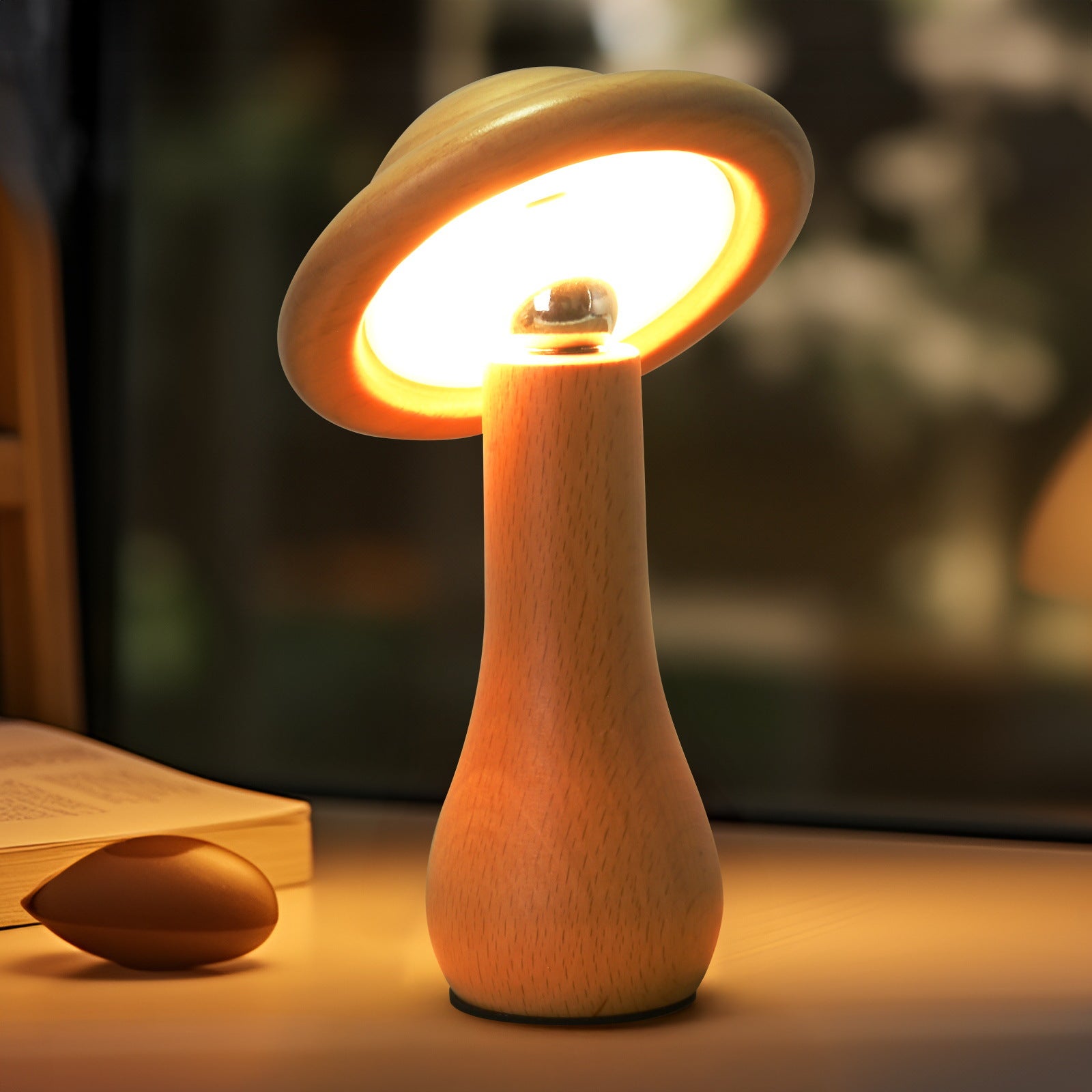 Lampa grzybek, mała przenośna lampa bezprzewodowa z przełącznikiem dotykowym, ściemniaczem, regulowanym obrotem 360 stopni, lampką nocną