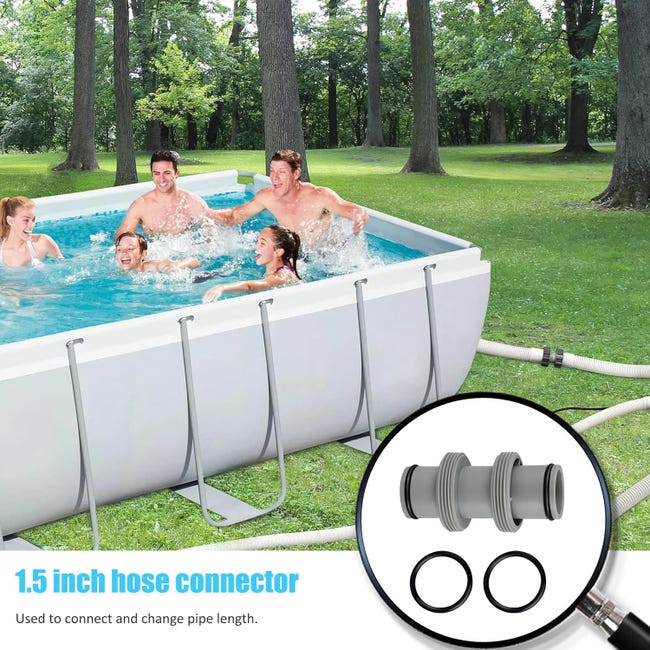 Hippodance 2 Pezzi Raccordo per Tubi Piscina 38 mm, Adattatore Universale per Intex Bestway Coleman, Connettore per Prolunga Tubo Piscina, con Nastro Sigillante e Guarnizioni Hippodance 2 Pezzi Raccordo per Tubi Piscina 38 mm, Adattatore Universale per Intex Bestway Coleman, Connettore per Prolunga Tubo Piscina, con Nastro Sigillante e Guarnizioni