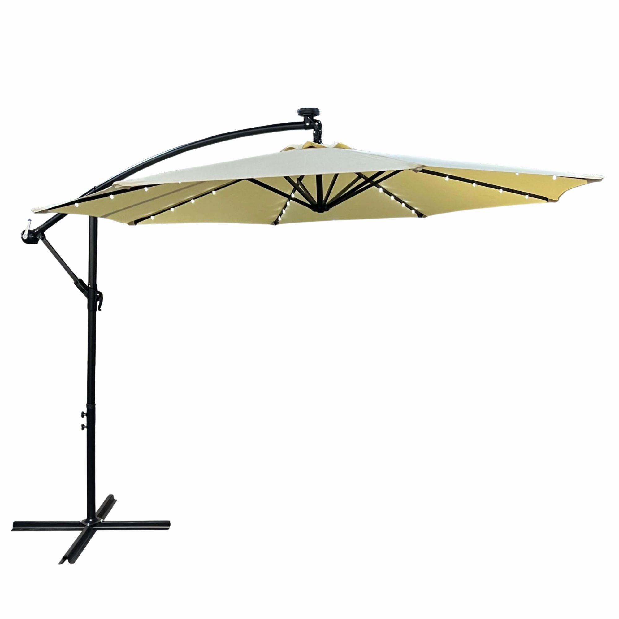 Parasol ogrodowy MILIN beżowy z oświetleniem LED waga 12,7 kg wymiary 300x300x245 cm