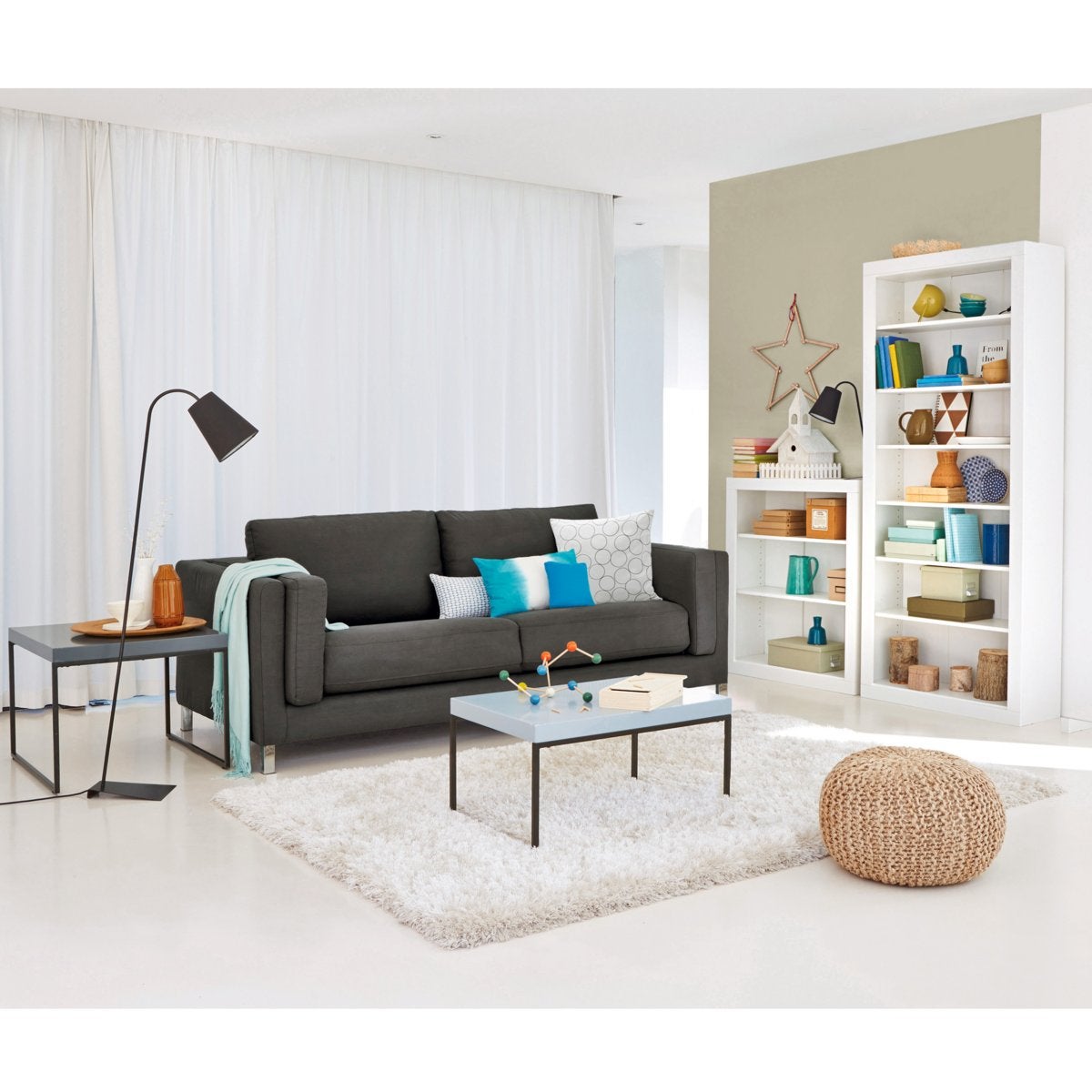 Pouf rond en jute tressé BISHO - Beige naturel - taille unique - 4