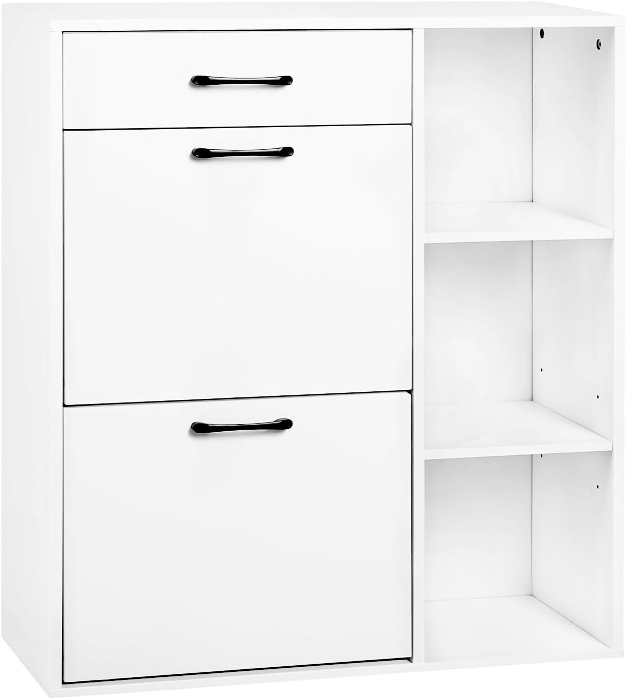 WOLTU Meuble à Chaussures en Bois Composé, 80x90x30cm, , Armoire à Chaussures à 3 Niveaux, Étagère à Chaussures, Blanc - 2