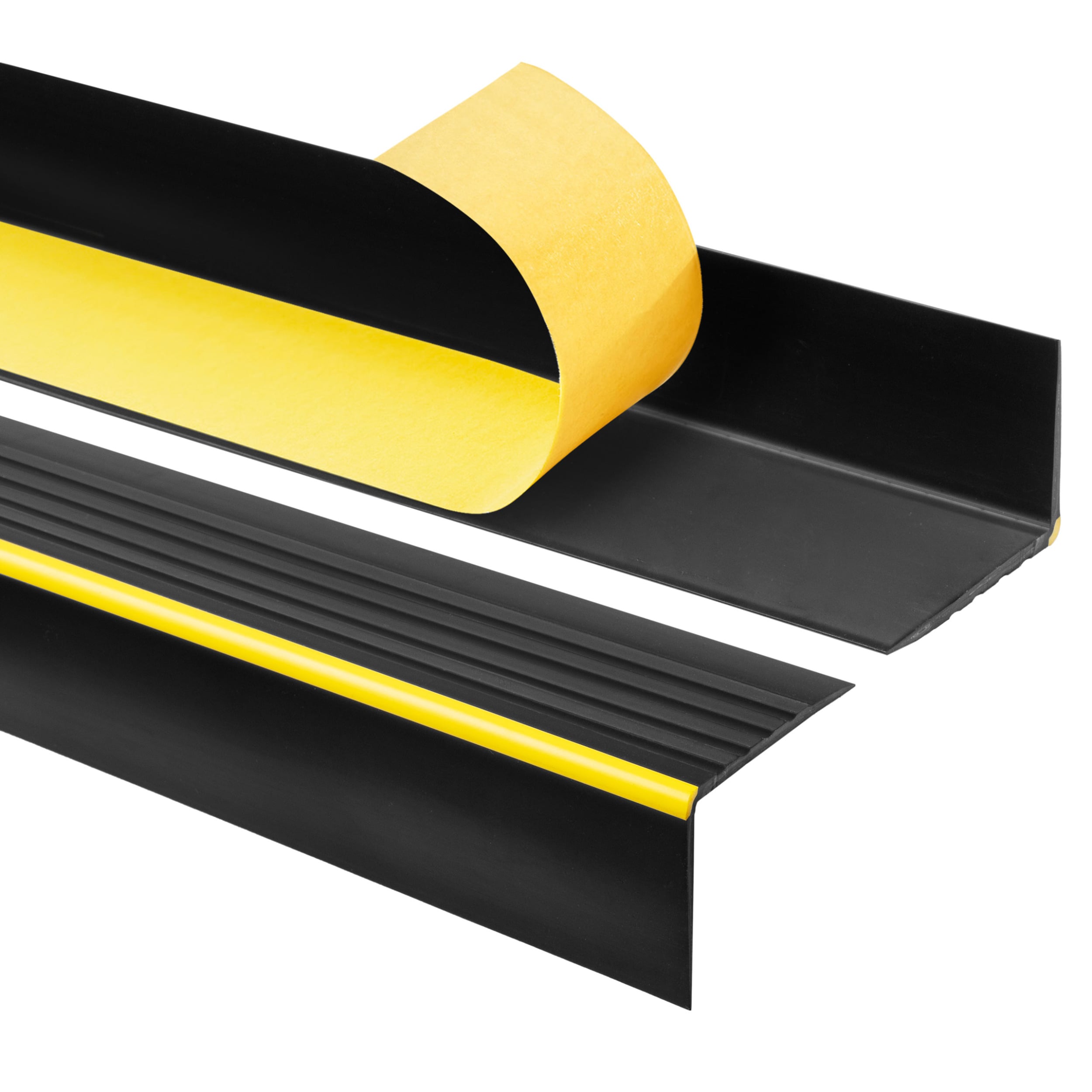 Profil schodowy samoprzylepny ostrzegawczy 55x40 mm - Nosek PVC na krawędzie stopni z ryflowaniem - 130 cm - czarny
