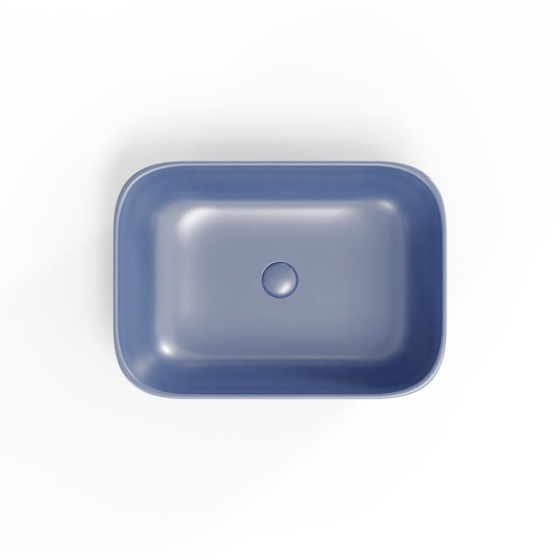 Infinitio Vasque à poser 45,5 x 32,5 x 13,5 cm, sans trop-plein, Bleu foncé mat (SATINF4532DBLM) - 3