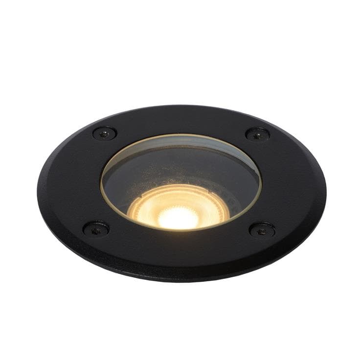 Lampa gruntowa najazdowa Biltin okrągła czarna 1xGU10x35W IP67 wym: 12,5 x 10,8 x 10,8 cm aluminium Lucide