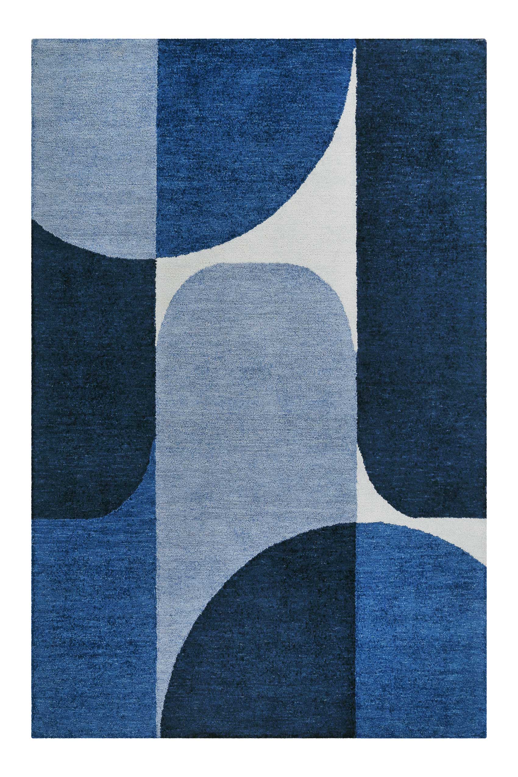Tapis fait main motif coloré bleu inspiration 70's 200x290 BACKUP ...
