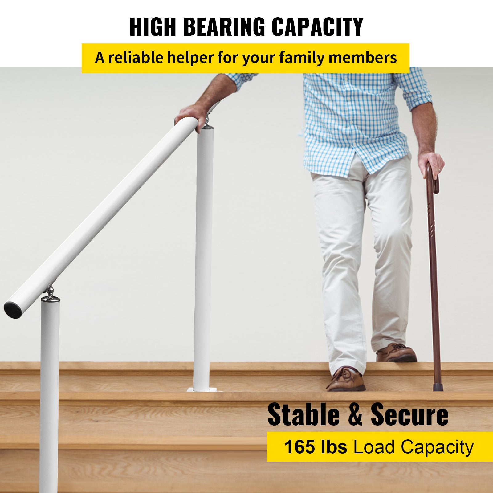 Kit Rampe d’Escalier Blanche en Aluminium/Fer,VEVOR Garde-Corps Extérieur pour Terrasse ou Construction,Main Courante Balustrade Robuste - 4