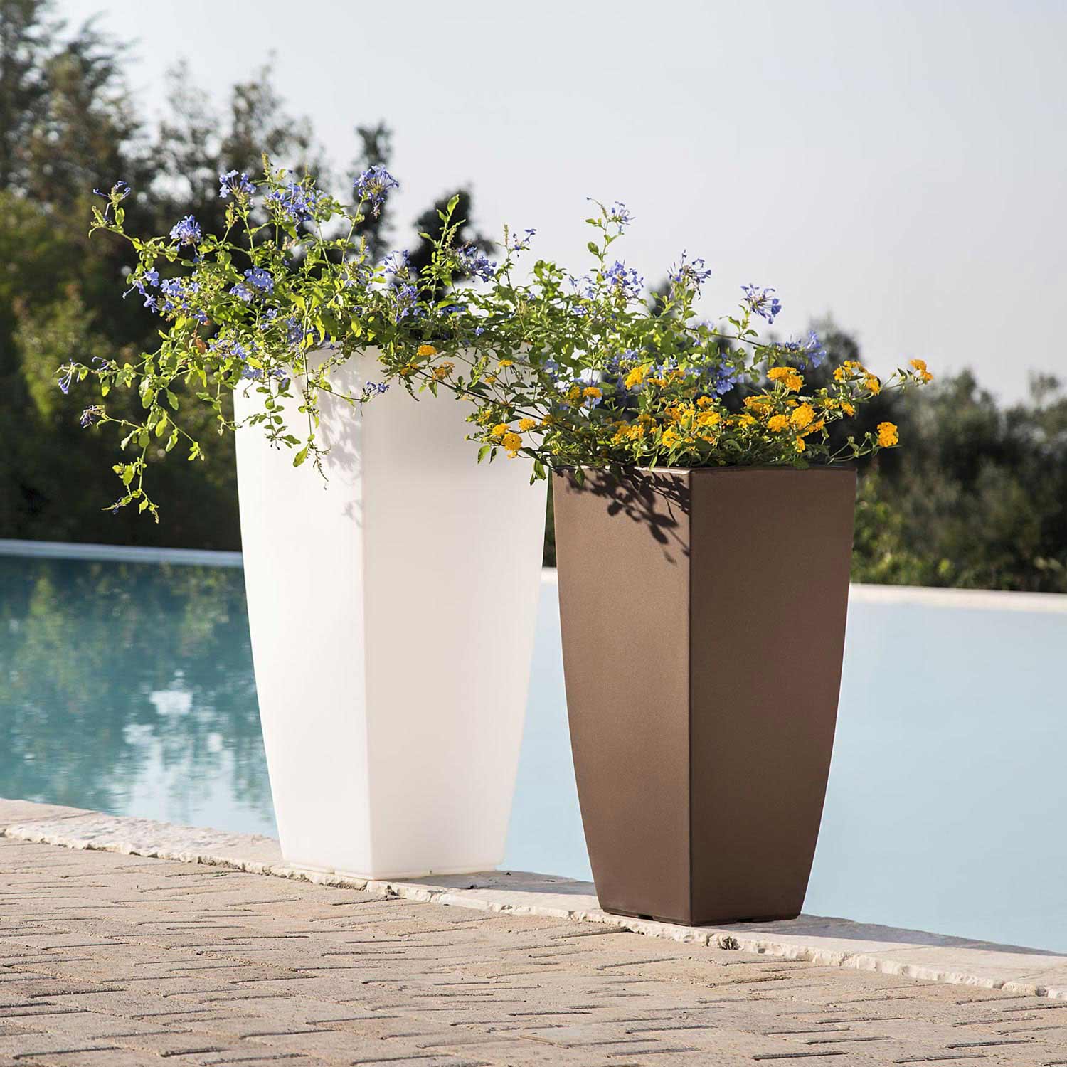 Pot de Fleurs Agave en Résine Carré 40x40 CM H90 Marron - 8