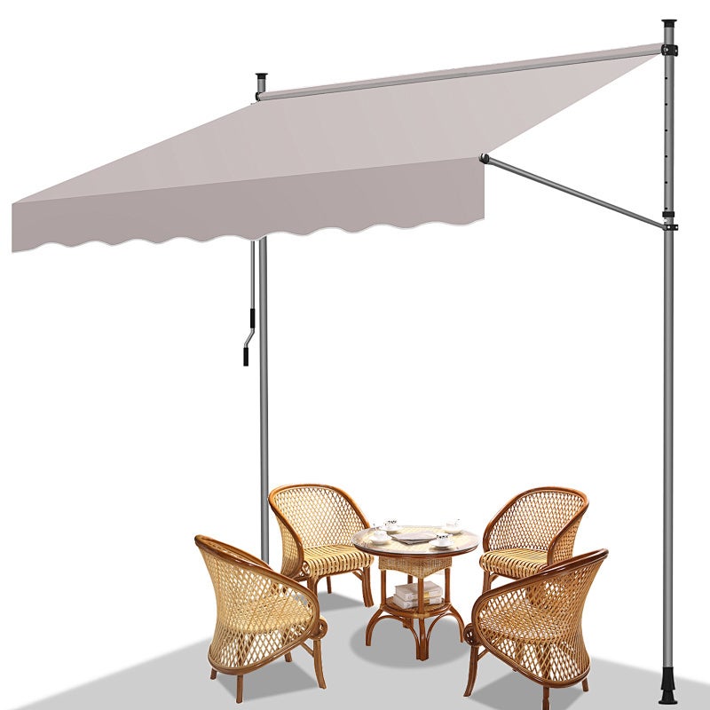 Markiza z manetką, 200x120cm Markiza manualna odporna na promieniowanie UV 50+, regulowana wysokość Beżowy