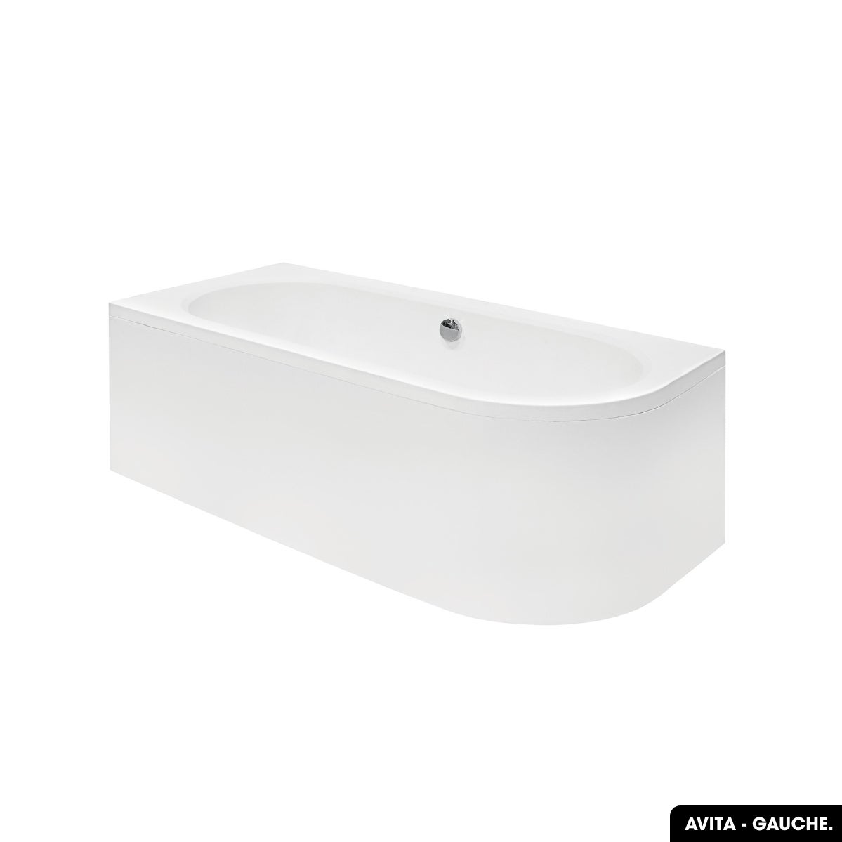 Baignoire d'Angle - avec Tablier Blanc et Repose Tête OFFERT | AVITA | 180 x 80 - Gauche - 2