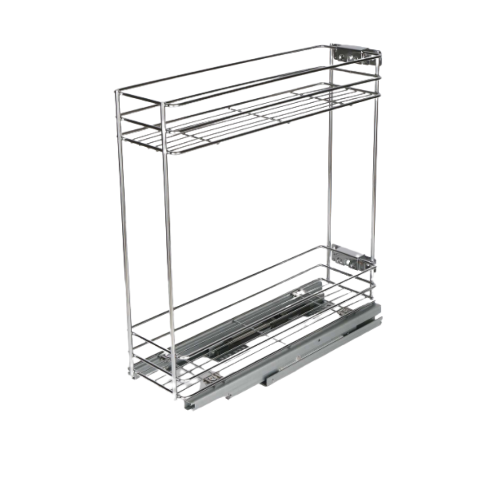 MODULE 30 CM - Panier Coulissant pour meuble - Sortie Totale, Fermeture Amortie - Chariot Cuisine Acier Inox. Porte Bouteilles Epices Bocaux - 5