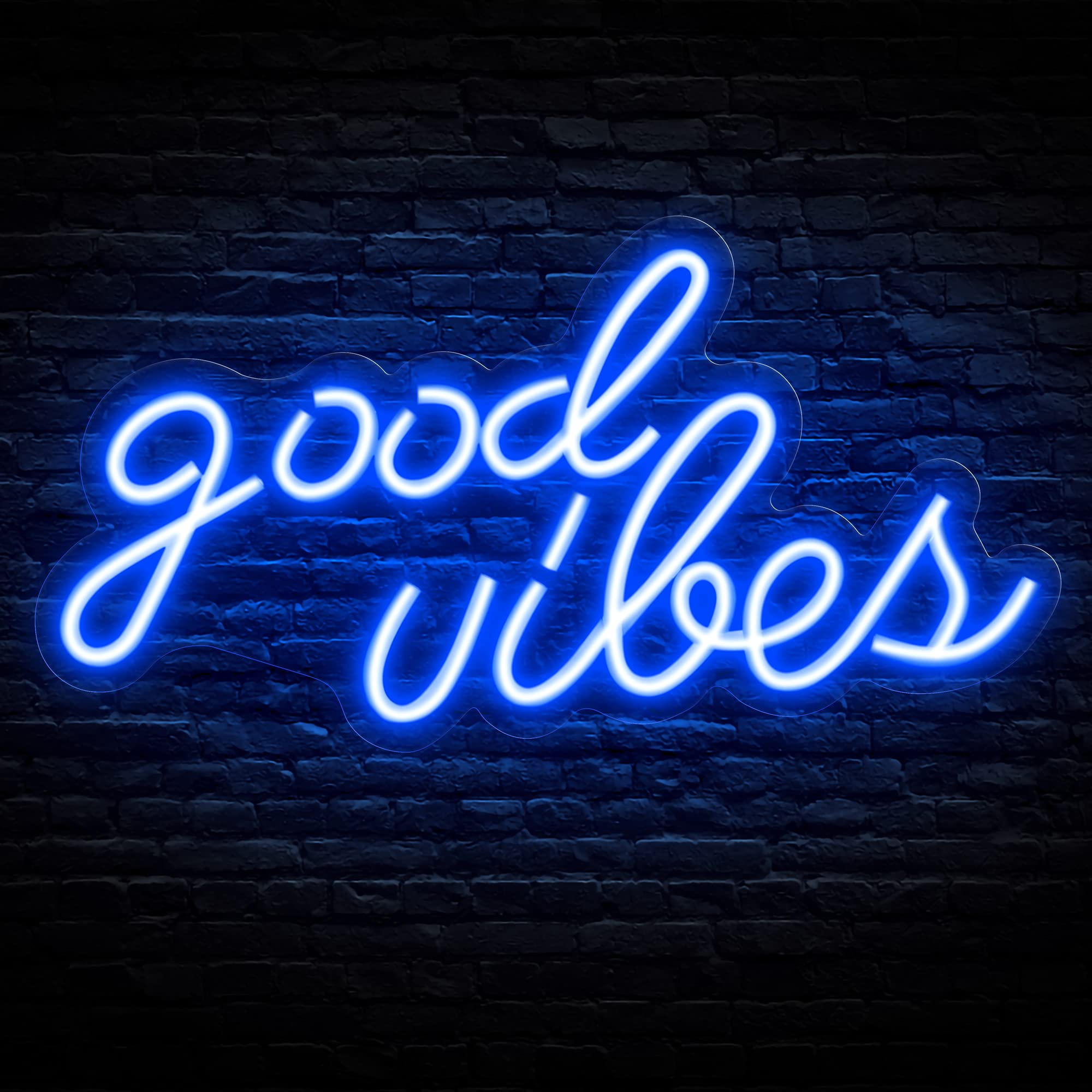 Niebieski neon Good Vibes - neony LED do dekoracji ścian, neony ścienne do baru w sypialni (41*21cm)