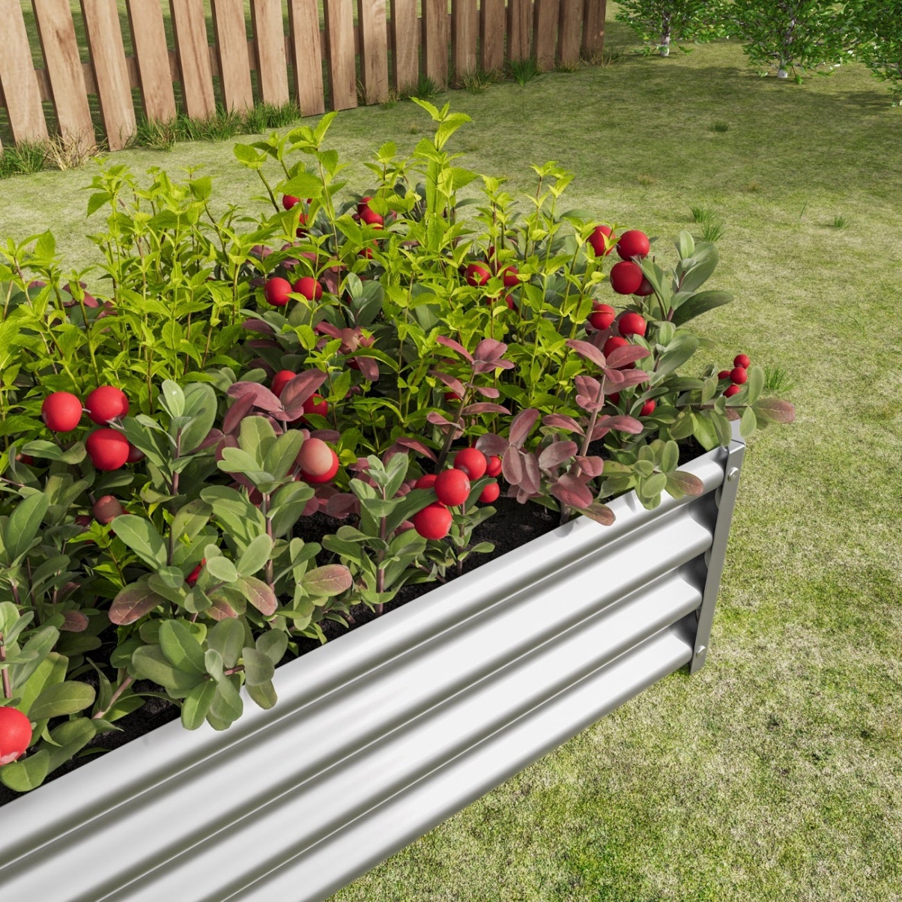 Bac à plantes métallique,carré potager， kit sans fond, idéal pour légumes, herbes et fleurs, couleur anthracite. - 9