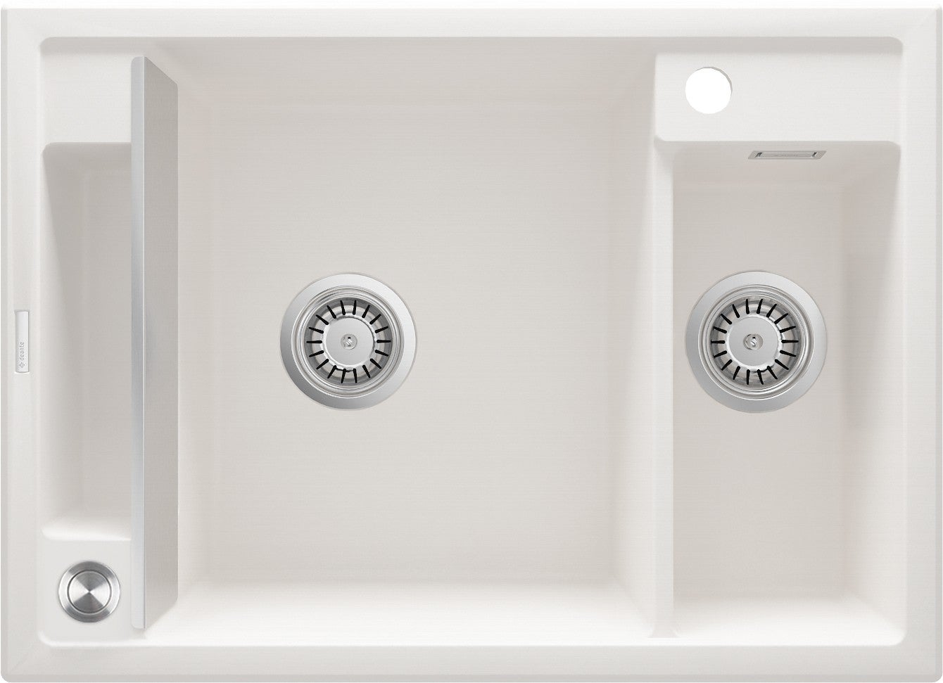 Fregadero de cocina de granito blanco 69 x 50 con doble seno deante magnetic zrm_a503 - blanco