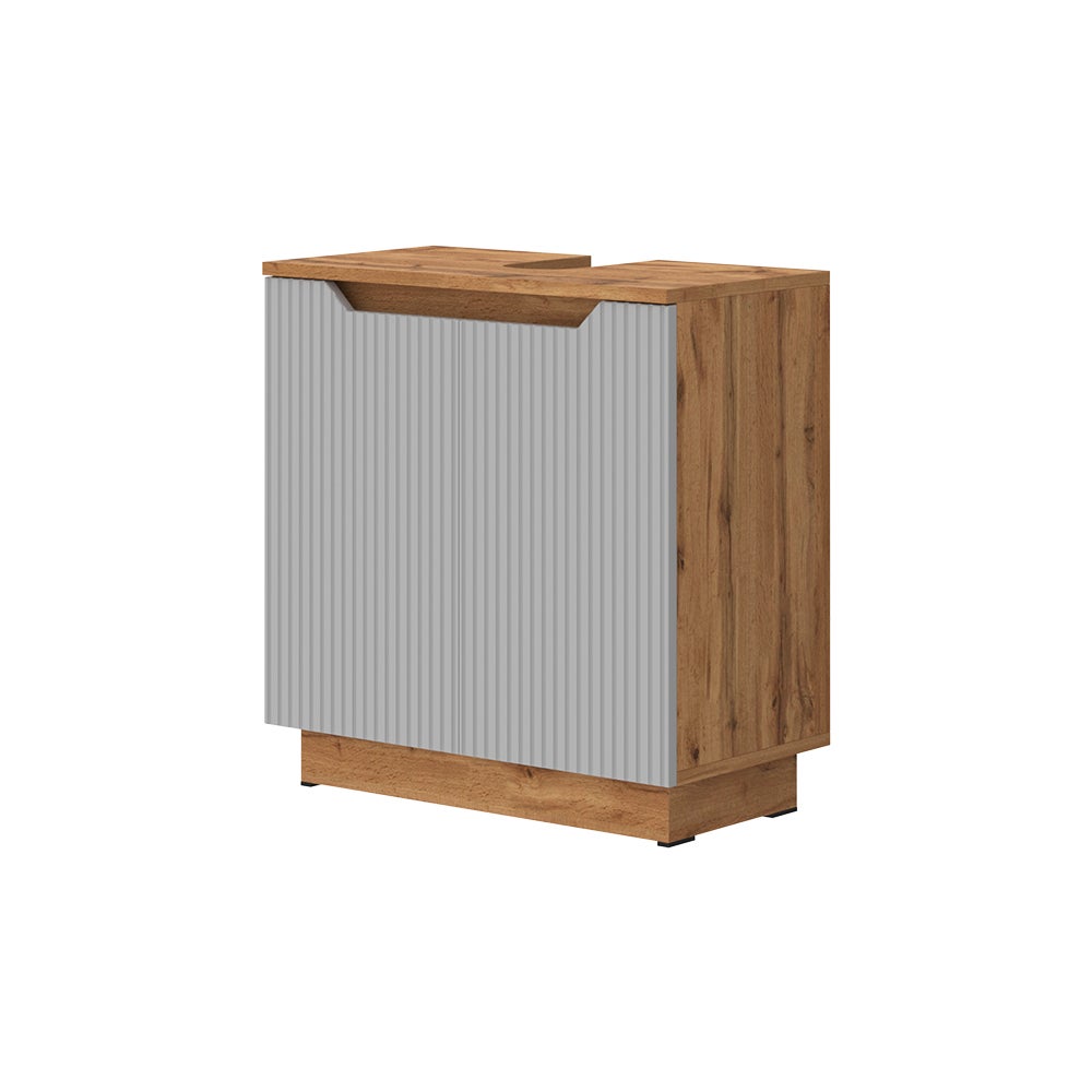 Vicco Szafka pod umywalkę Lotta, Dąb/szary w paski, 59.8 x 62.1 cm z 2 drzwiami