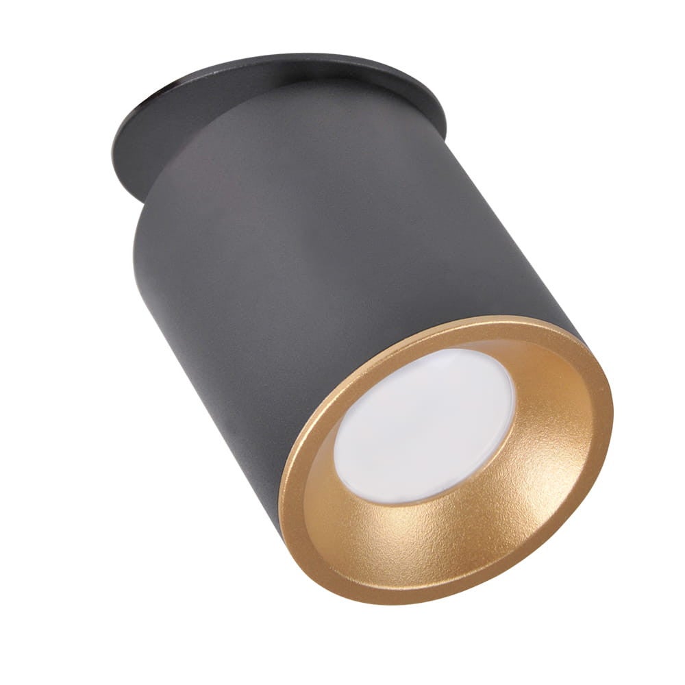 Oprawa sufitowa wpuszczana podtynkowa Pallas czarny ze złotym środkiem 1xGU10x10W okrągła ruchoma IP20 wym: 13,7 x 8,2 x 8,2 cm aluminium Polux