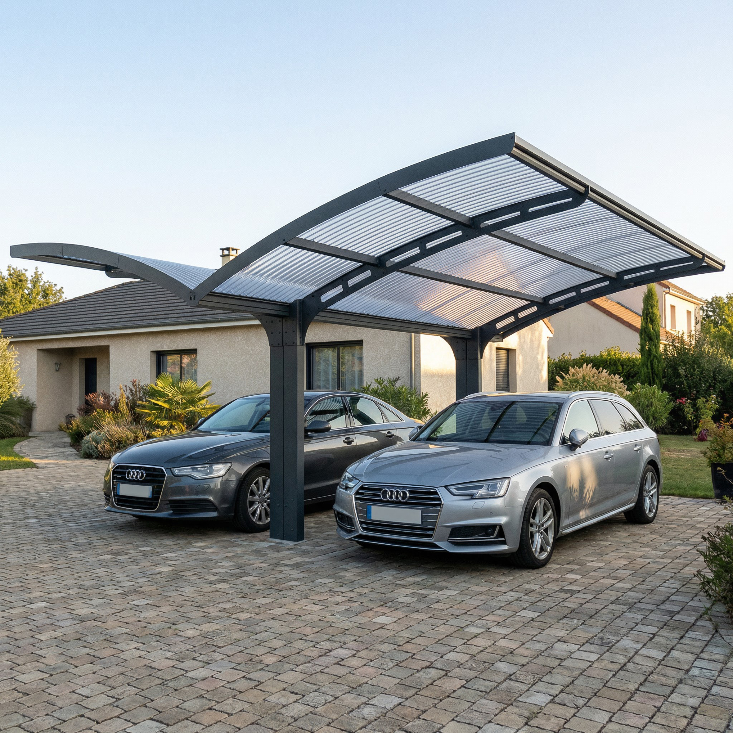 Carport Double Arizona Wave 4,95 x 5,78 m Gris Canopia - 3