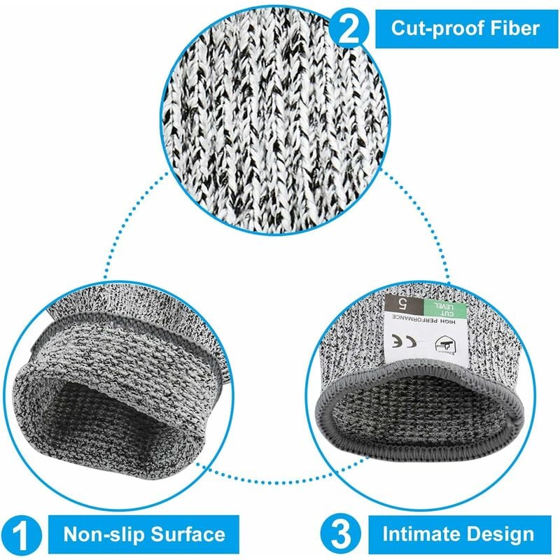 Une paire de gants anti-coupure grade 5, cuisine de qualité alimentaire protection anti-coupure abattage jardinage pêche gants de travail du bois XL - 3