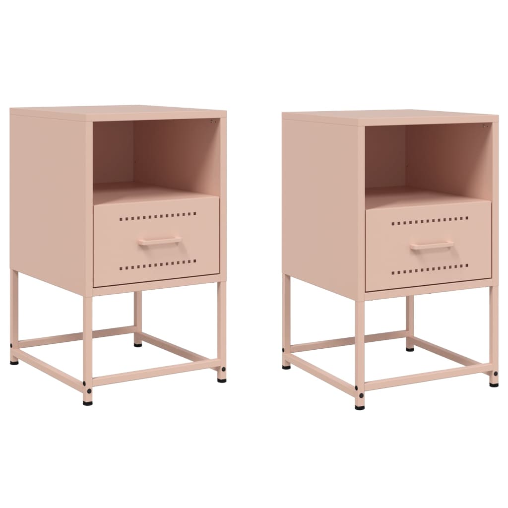 Comodini 2 pz Rosa 36x39x60,5 cm in Acciaio vidaXL - 2