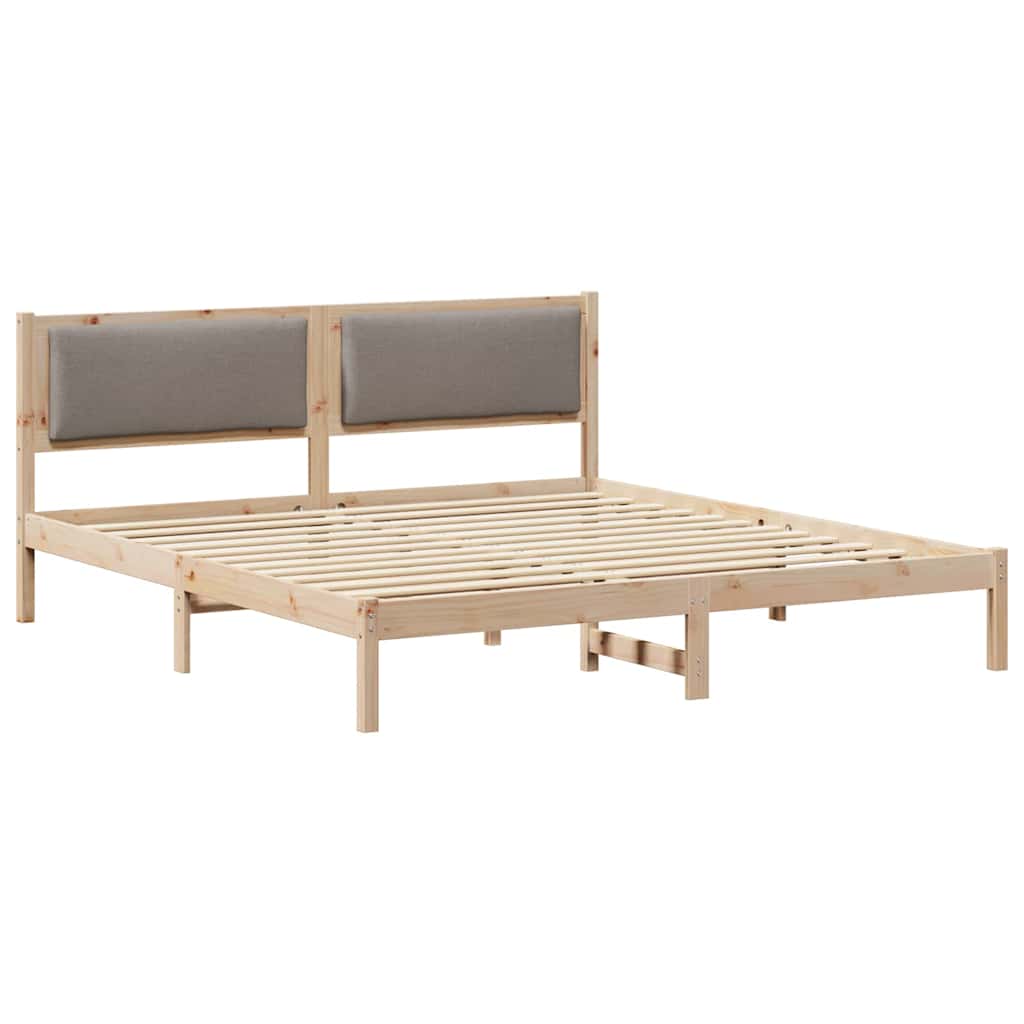 Cadre de lit avec tête de lit en pin massif taupe pour la chambre, 200 × 200 cm - 2