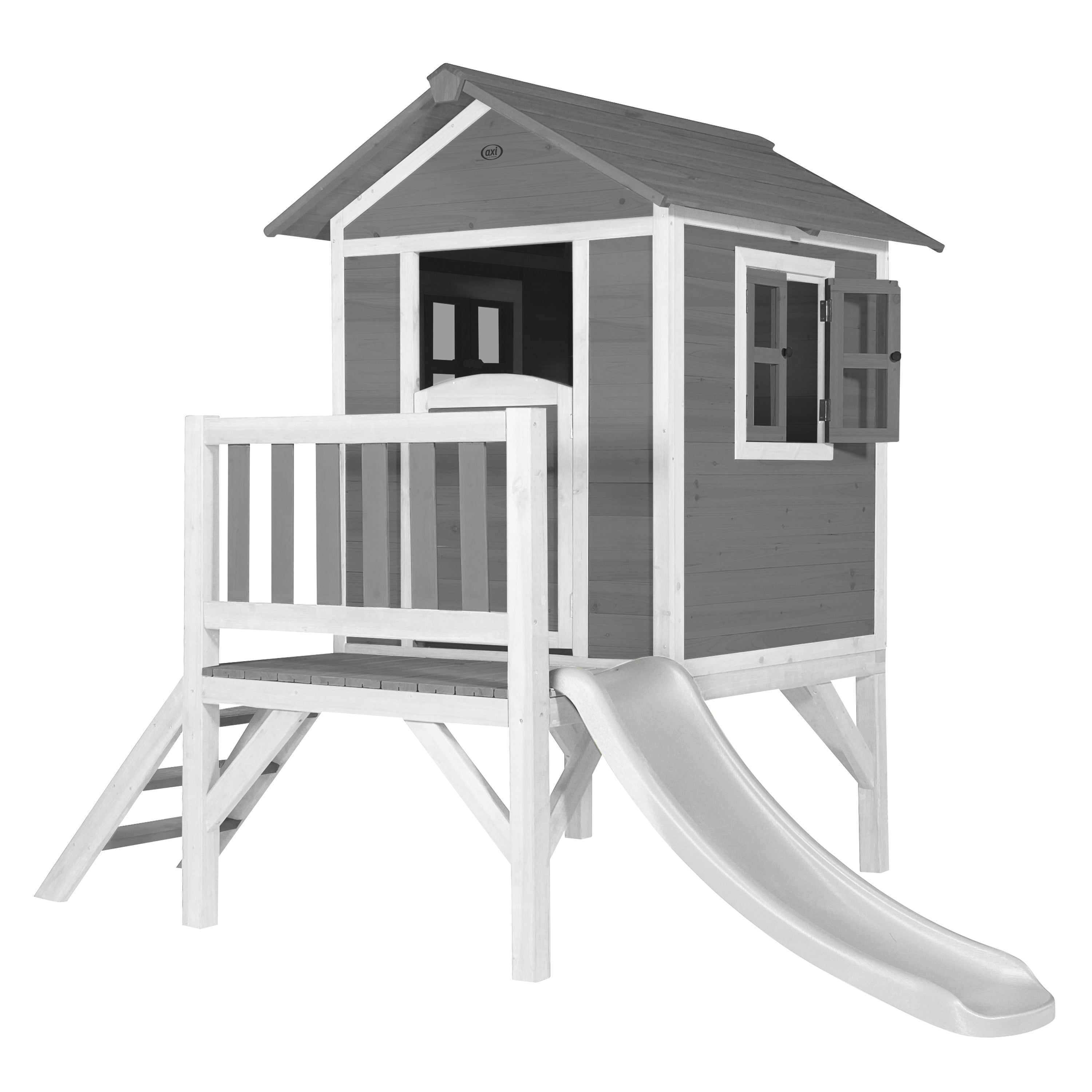 AXI Casa de juegos Beach Lodge XL en gris con tobogán en BLANCo Casa