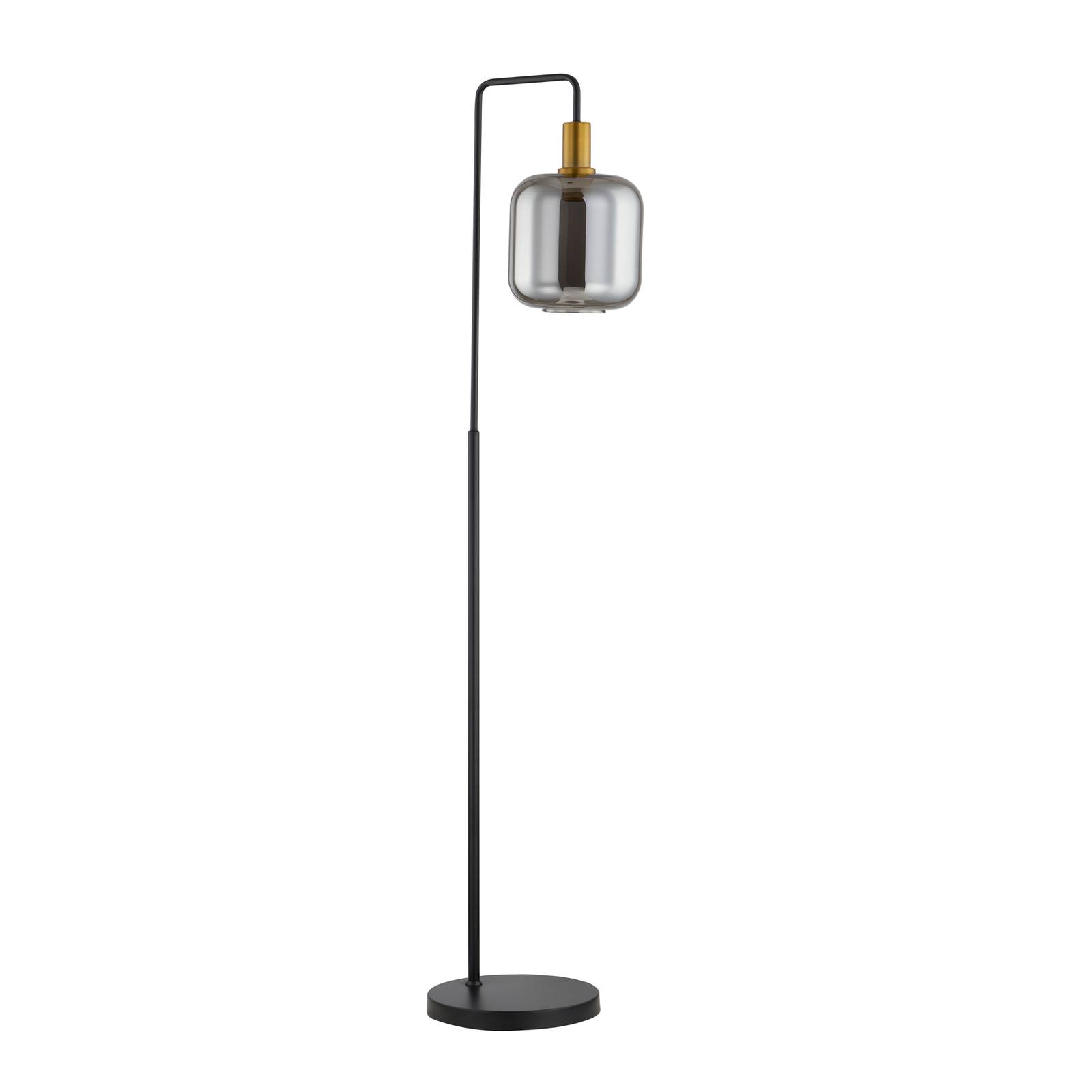 Lindby Nimbora lampadaire, noir, abat-jour verre, Lampadaire Sur Pied ...