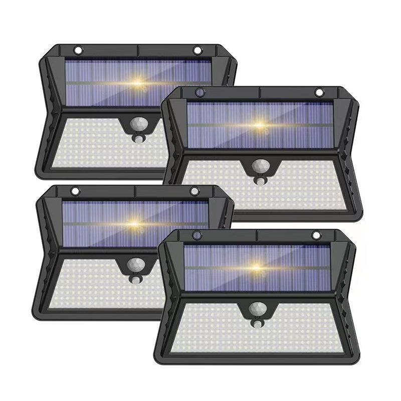 Zewnętrzna Lampa Solarna, 【Zestaw 4 szt.】 3 Tryby Projektora z Czujnikiem, 283 LED Reflektor Solarny IP65 Wodoodporna Lampa Solarna do Ogrodu, Garażu