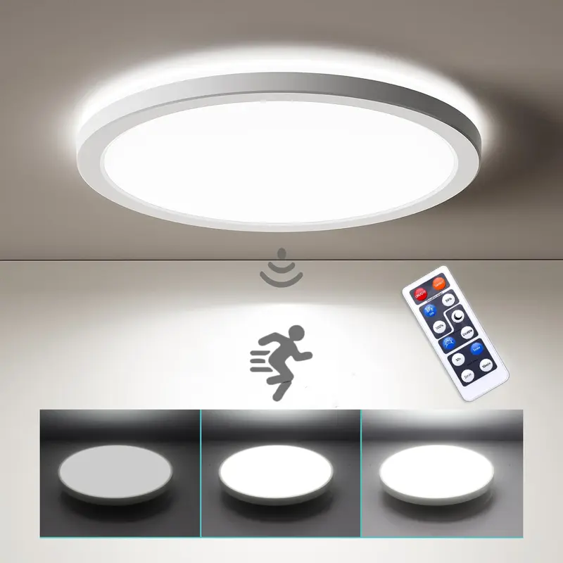 LOVHAUS Sufitowa Lampka 18W Okrągła Czujnik Ruchu, Pilot, LED Smart 1800LM, UltraCienka 28x28x4.8cm