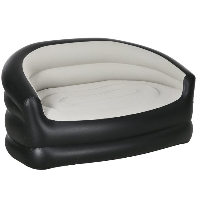 Canapé Gonflable 2 Places Convertible - Fauteuil Camping Avec Pompe - Sac De Transport - Vert, 176 Cm
