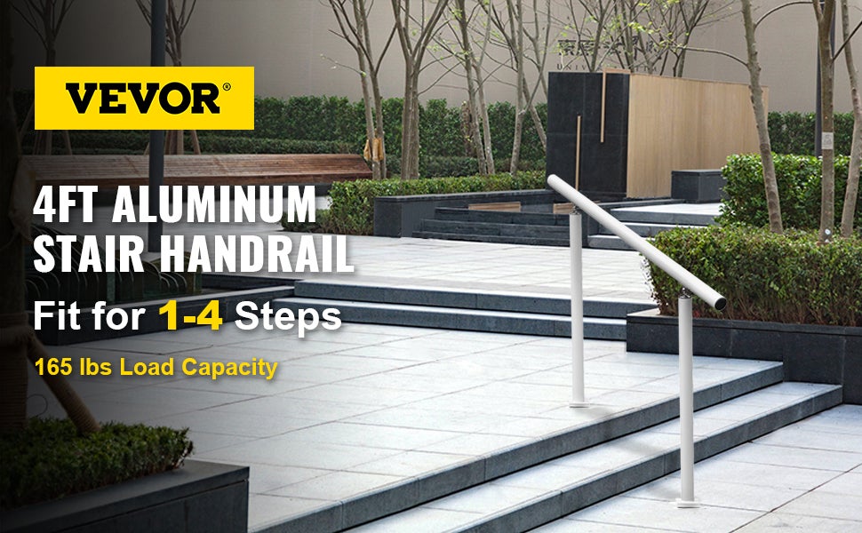 Kit Rampe d’Escalier Blanche en Aluminium/Fer,VEVOR Garde-Corps Extérieur pour Terrasse ou Construction,Main Courante Balustrade Robuste - 9