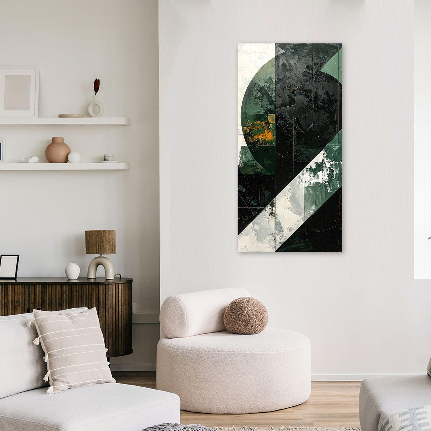 Obraz do salonu sypialni biura kuchni, Abstrakcja kształty zielony szary 60x120 - 2