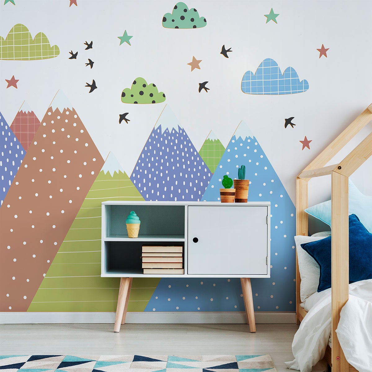 Vinilo niño escandinavo de montaña erika - adhesivo de pared - revestimiento sticker mural decorativo - 110x165cm - 3