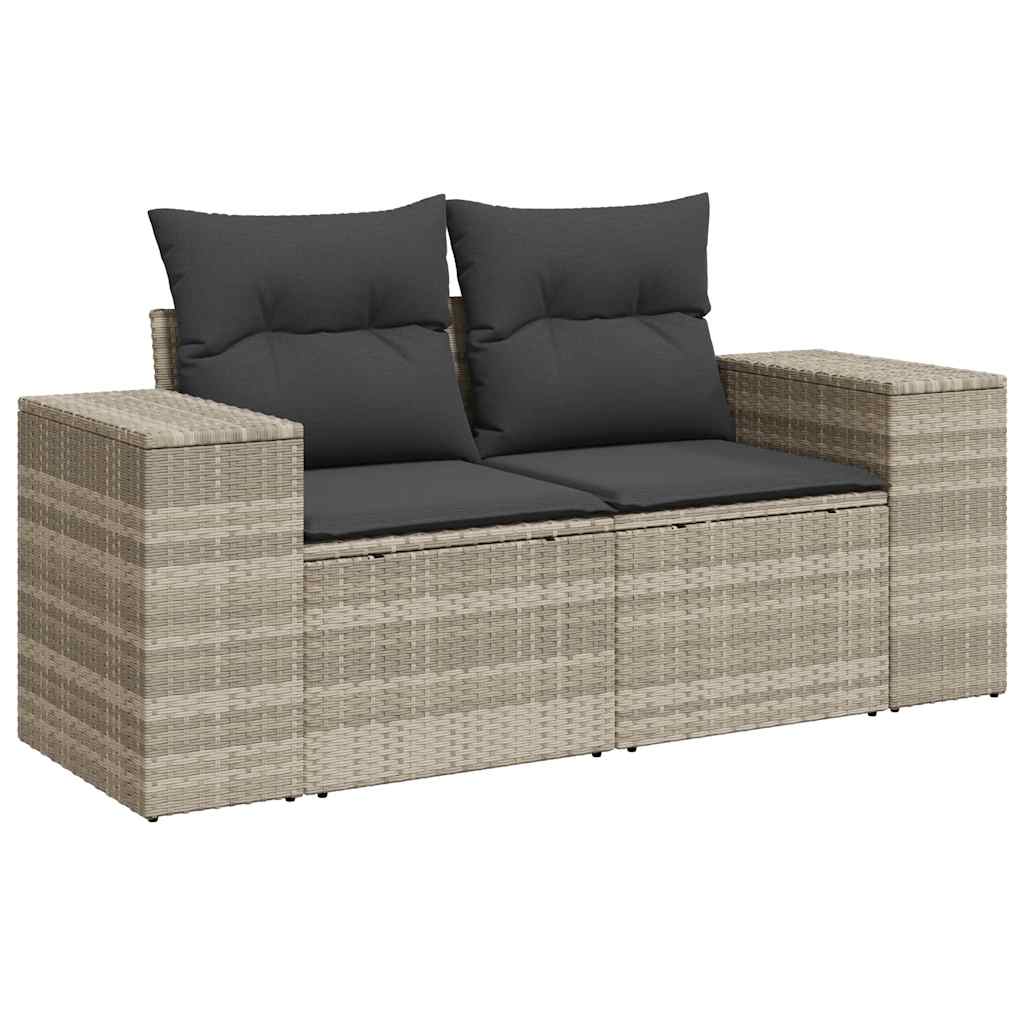 Set Divani da Giardino 7pz con Cuscini Grigio Chiaro Polyrattan vidaXL - 4