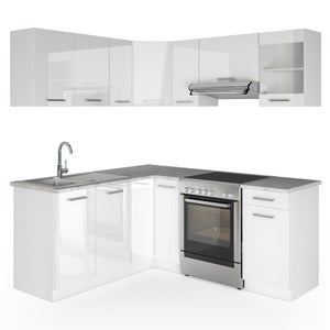 Cuisine Intégrée Vicco Rick 190 Cm - Anthracite Et Chêne - Angle Moderne