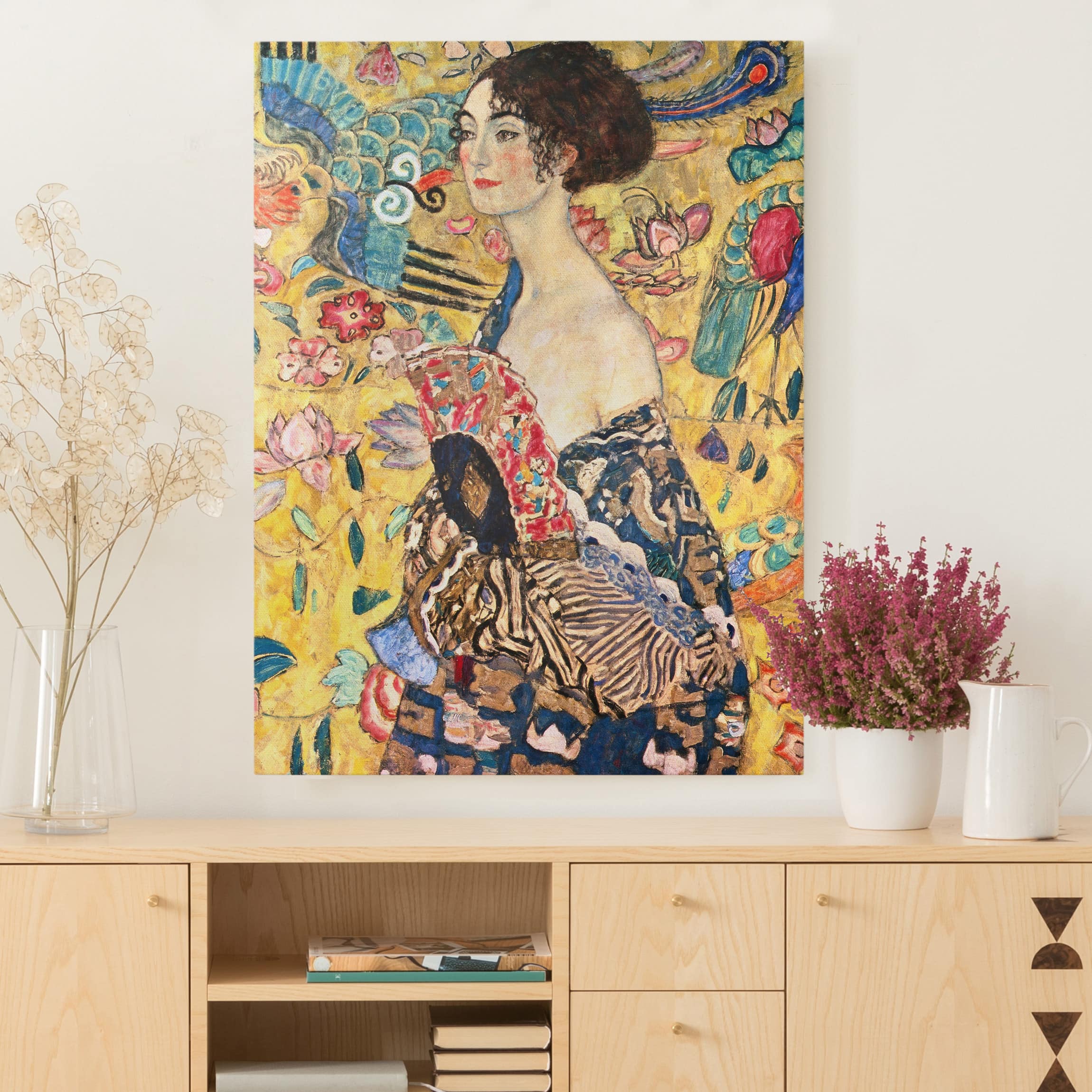 Lienzo cuadro en lienzo bastidor impresion en lienzo amarillo gustav klimt mujer pintura 342 cocina dormitorio salón pasillo 75 x 100 cm