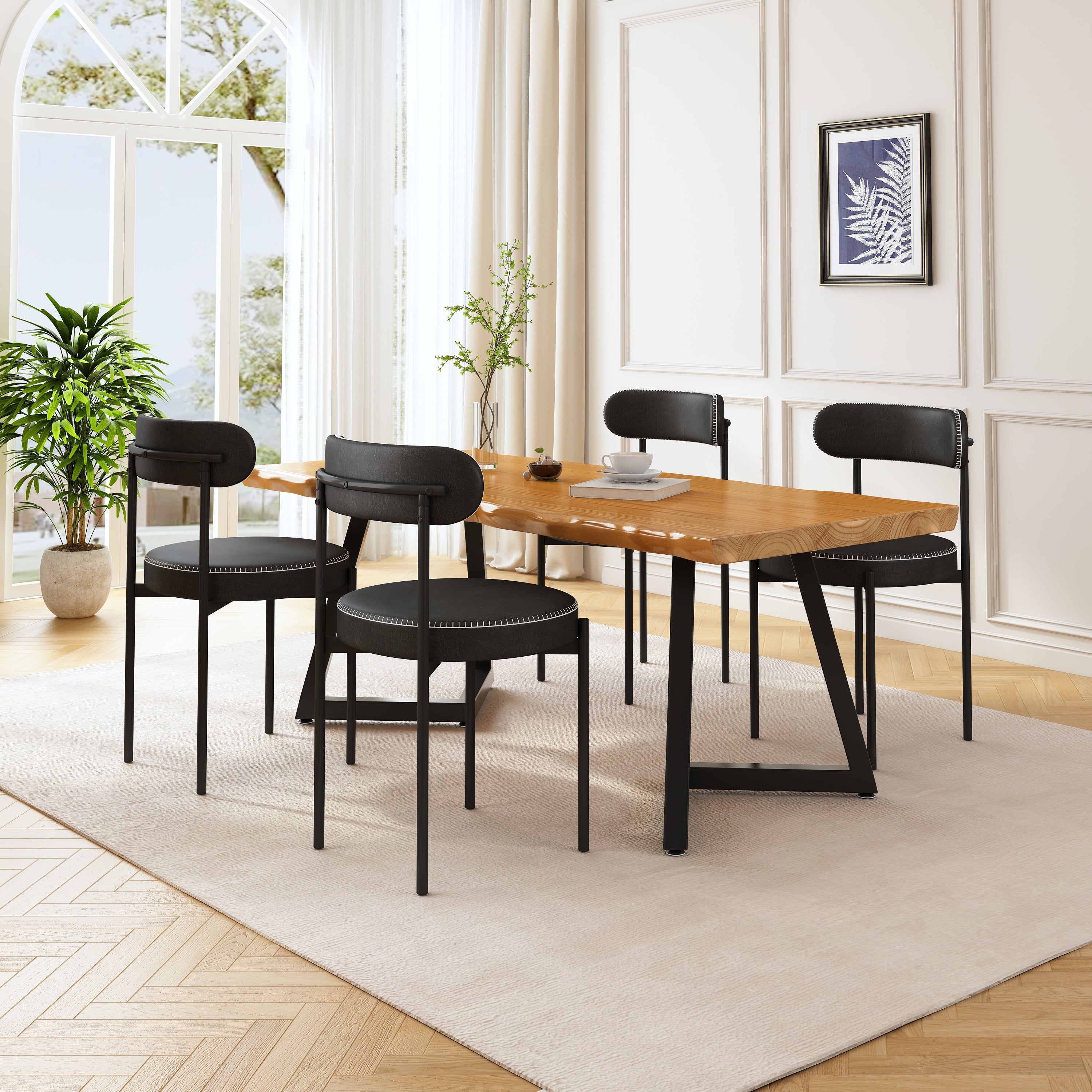 KOSMI - Set di 4 Sedie Nere in Stile Scandinavo, Modello VICTORY