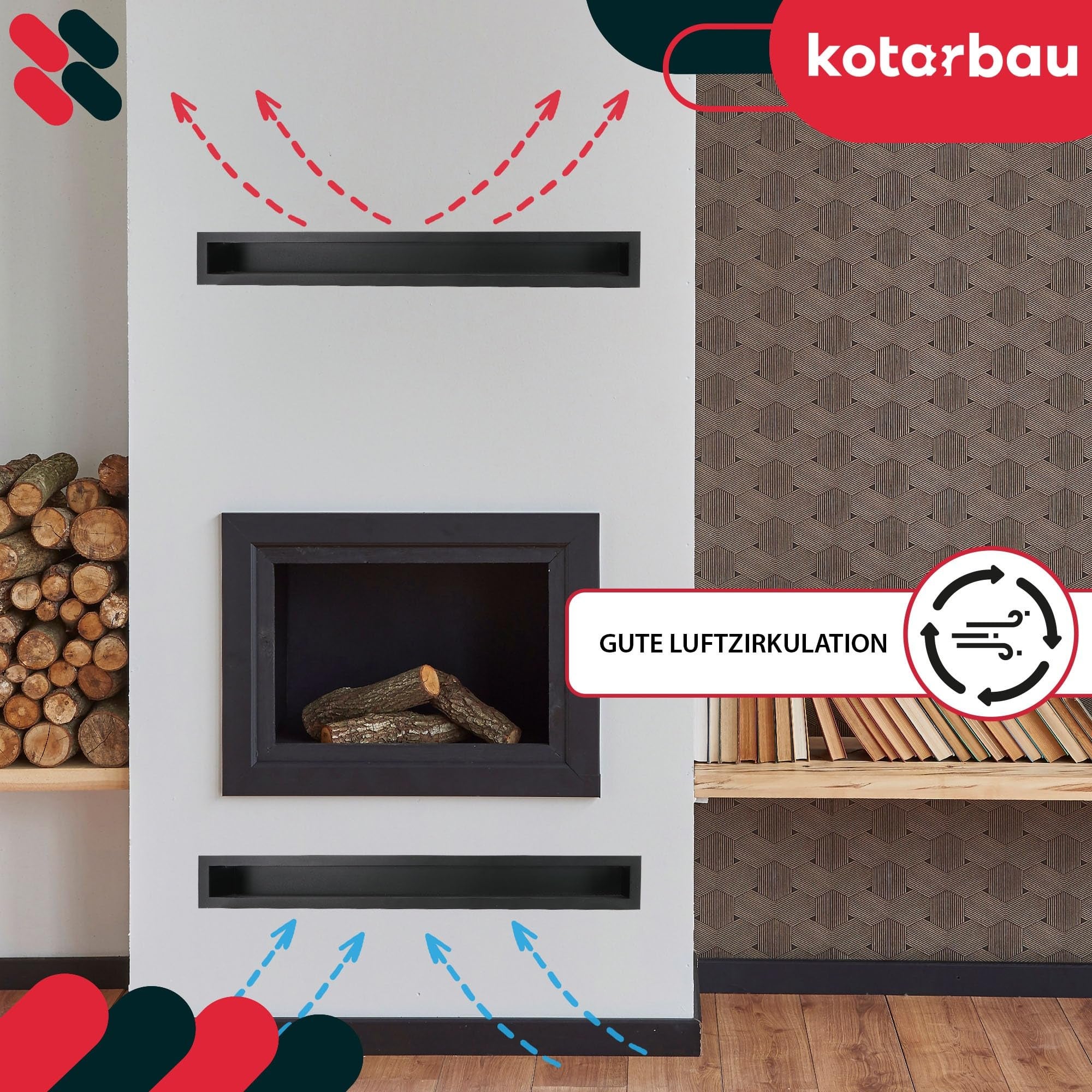 Grille de Ventilation pour Cheminée en Acier 80 cm Noir - Grille Aération - Ventilateur Air Chaud - KOTARBAU - 4