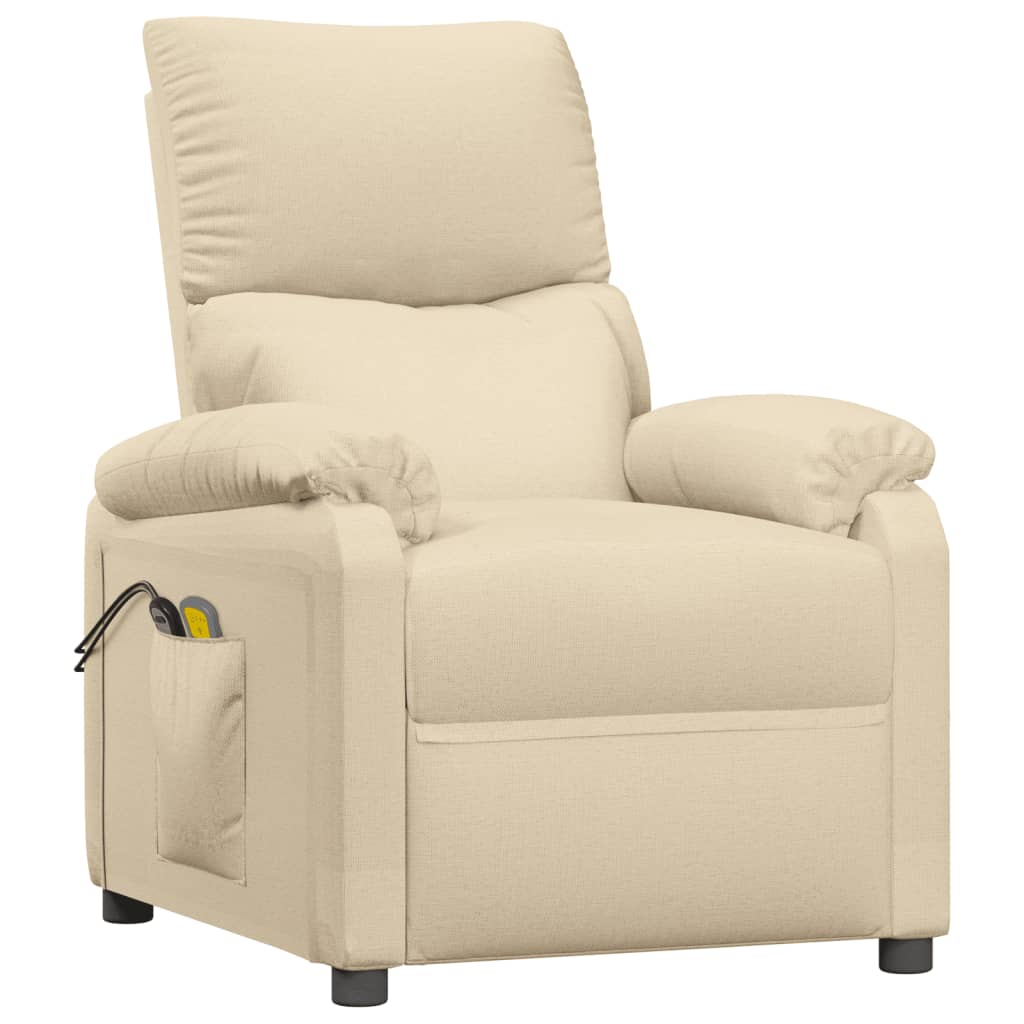 Fauteuil électrique de massage Crème Tissu vidaXL - 4