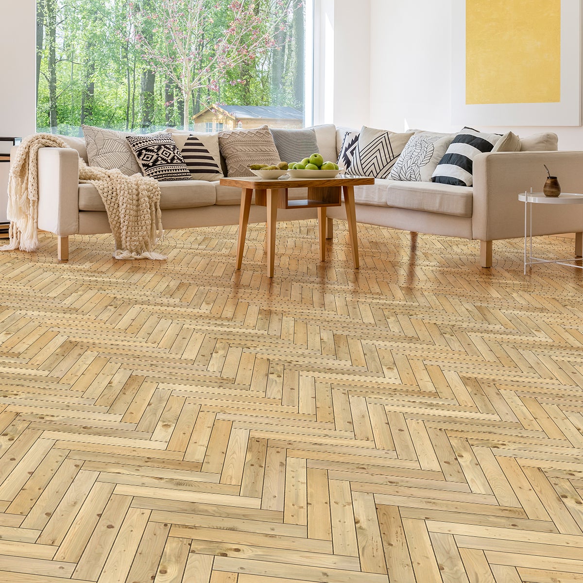 Vinilo parquet de imitación de espiga de madera clara antideslizante - adhesivo pared - sticker revestimiento - 1 adhesivo 60x100cm