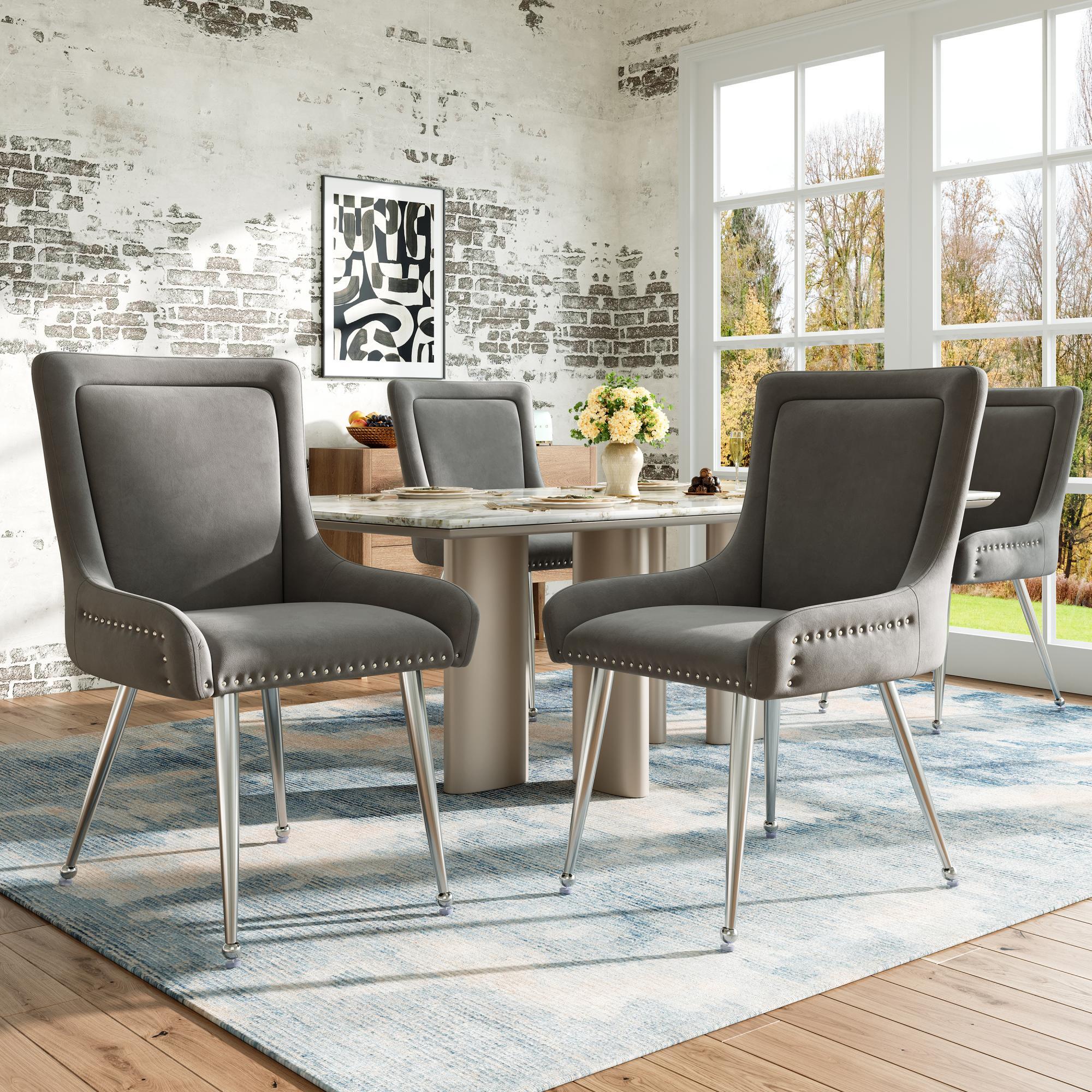 Lot de 4 Chaises de Salle à Manger Modernes, avec Coussin d'Assise ...