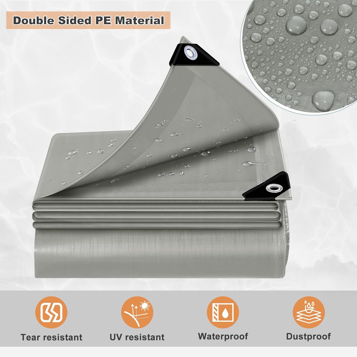 WOLTU Bâche de Protection. 5x5 m. en PE 140 g/m². Bâche Imperméable Anti-UV. Gris - 3