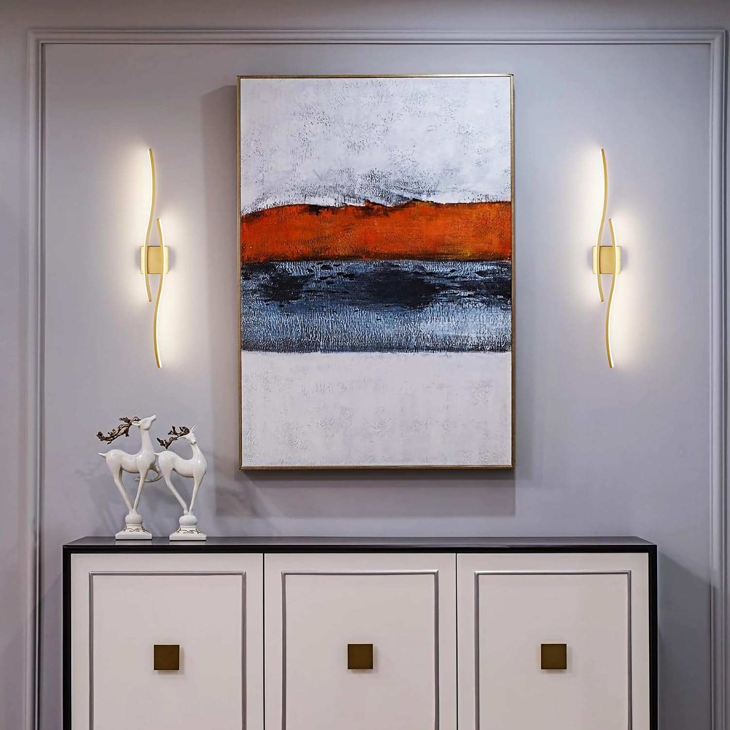 Applique murale moderne en arc, Applique LED d'intérieur, Lampe de chevet, Plafonnier, Lampes décoratives, 60 cm x 15 cm (lumière chaude) - 3