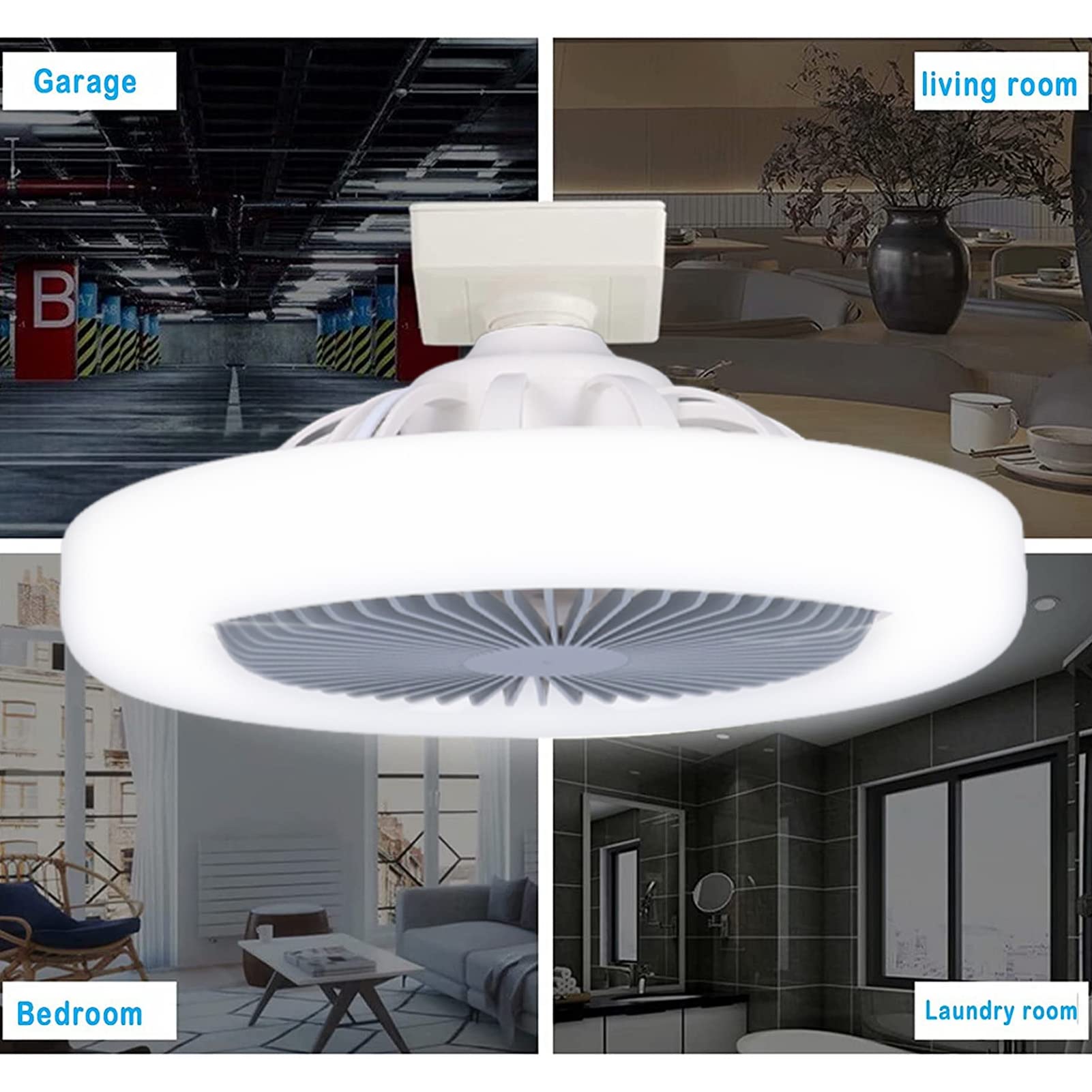 Ventilateur de plafond à douille avec lumières, ventilateur de plafond de 10 pouces avec lumière 2400LM 600 - 6