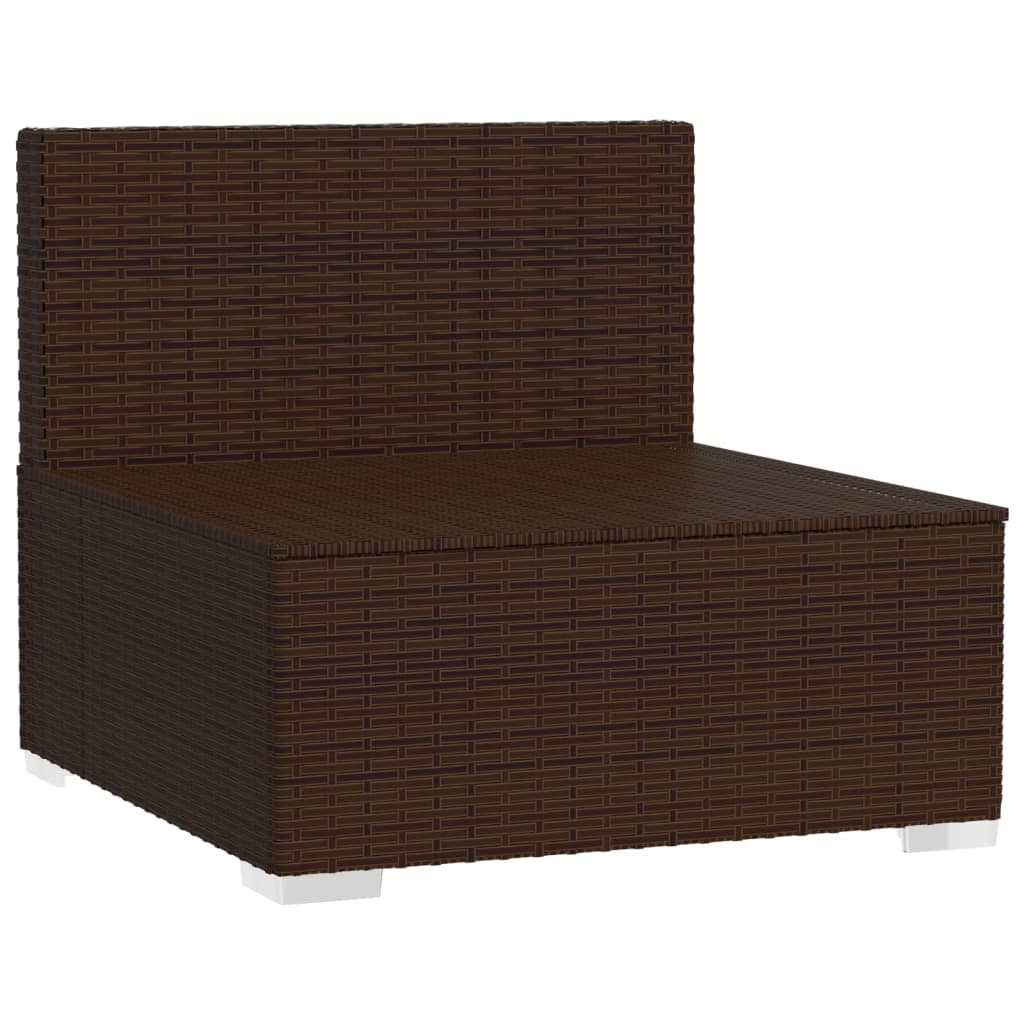 Maison Exclusive - Divano Centrale da Giardino con Cuscini in Polyrattan Marrone - 3
