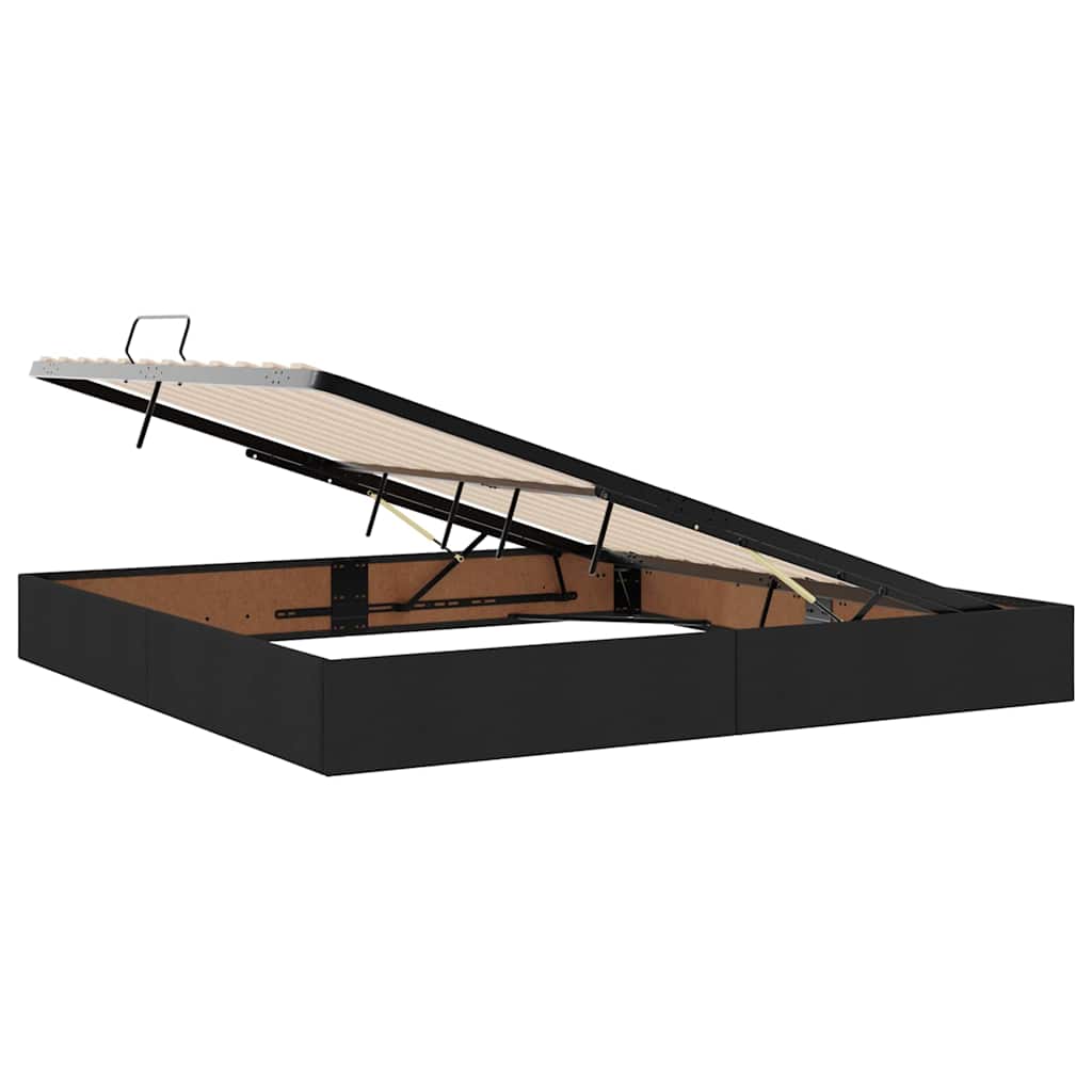 Lit avec rangement et matelas noir 200 x 200 cm tissu - 6