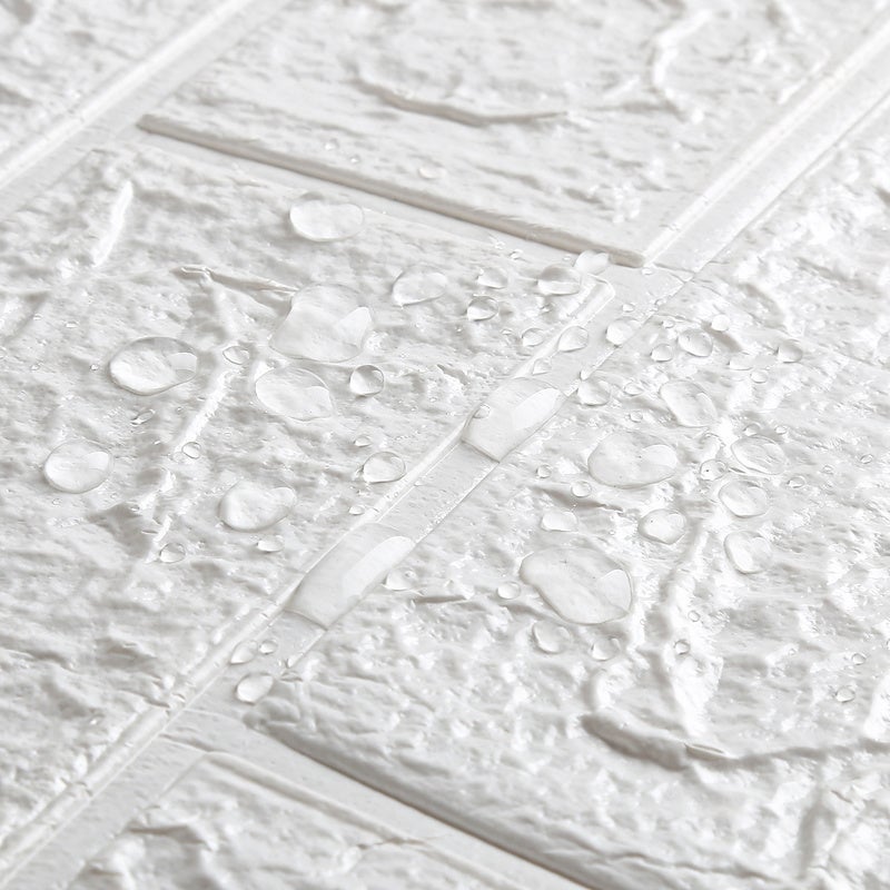 Set di 10 pannelli murali 3D autoadesivi effetto pietra 70 x 77 cm in schiuma PE - bianco - 7