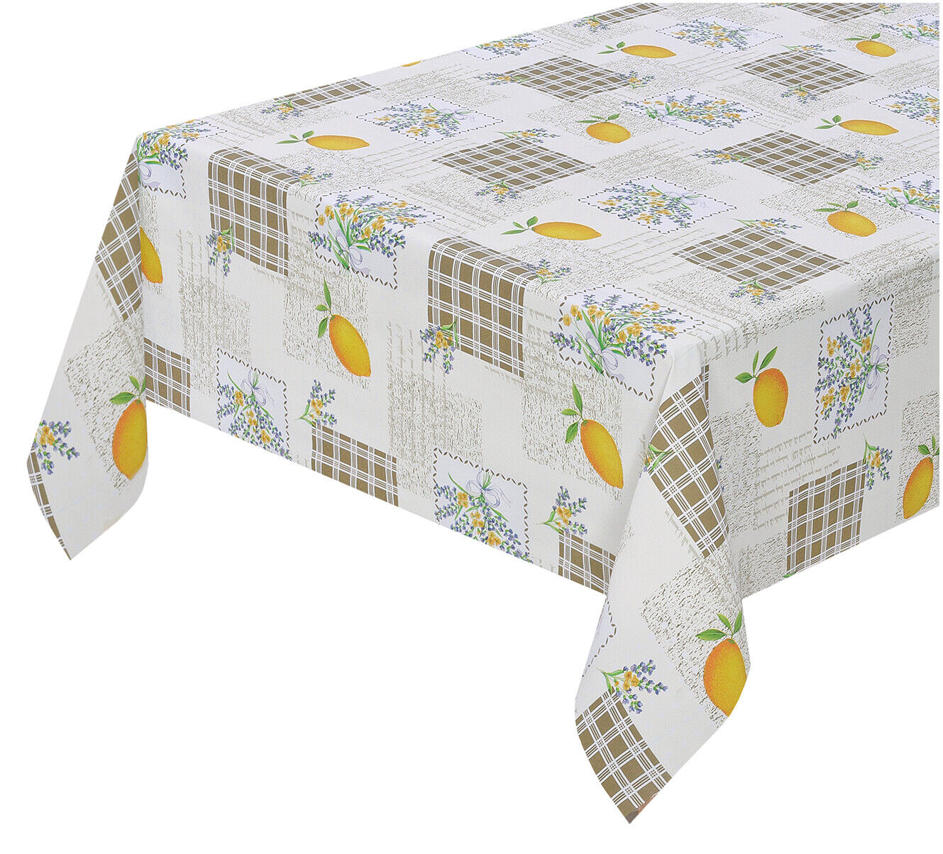 Mantel de cocina antimanchas 140x300 cm plastificado efecto tejido retro afelpado limón