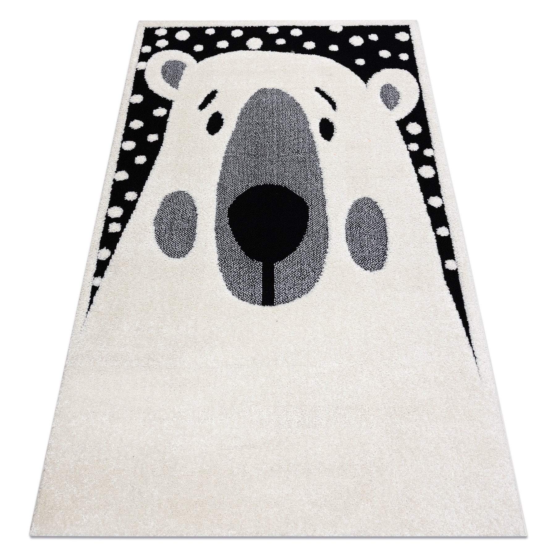 Dywan dziecięcy JOY Teddy miś, dla dzieci - Strukturalny, dwa poziomy runa krem / czarny 140x190 cm