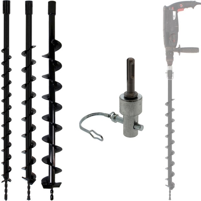 Lot de mèches de tarière Ø 40, 60 et 80 mm avec adaptateur pour perceuse et perforateur SDS-plus