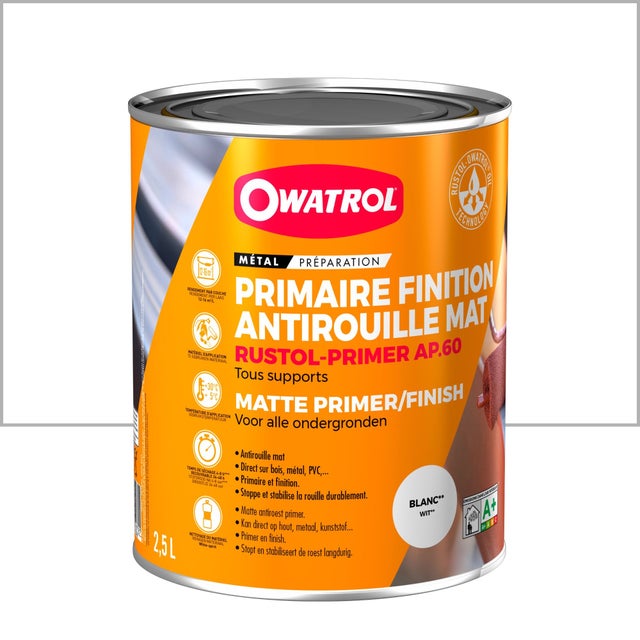 Primaire et finition mat antirouille Owatrol RUSTOL® PRIMER AP 60 Blanc (ow4) 2.5 litres